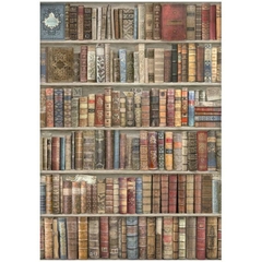 PAPEL DE ARROZ A4 Vintage Library bookcase
