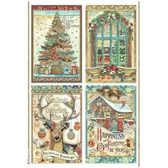 PAPEL DE ARROZ A4 Christmas Greetings 4 cards