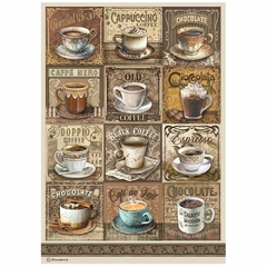 PAPEL DE ARROZ A4 Coffee and Chocolate tags with cups