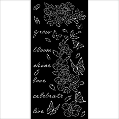Stencil Espesso 12X25 cm - Create Happiness Secret Diary flores e borboletas