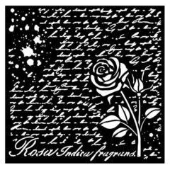Stencil Espesso 18X18 cm - Rose Parfum manuscript with rose