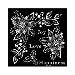 Stencil Espesso 18X18 cm - Christmas Joy, Love, Happiness