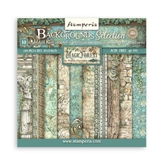 Bloco 10 Papéis 20.3x20,3cm (8"x8") + bônus - Seleção Backgrounds Magic Forest