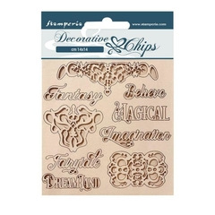 Chipboard Decorativo Chips 14 x 14 cm - Magic Forest writings and plates