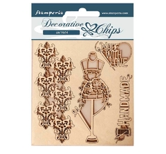 Chipboard Decorativo 14 x 14 cm - Costura