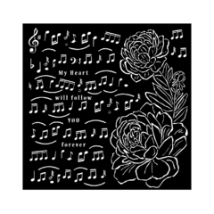 Stencil Espesso 18X18 cm - Preciosa musica e peônia