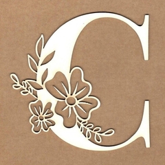 Chipboard Letra inicial Floral C