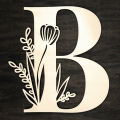 Letra inicial de madeira Floral B