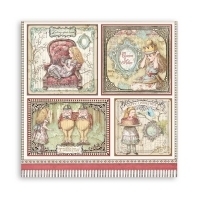 Bloco 10 Papéis 30,5x30,5 (12"x12") + bônus - Alice through the looking glass