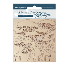 Chipboard Decorativo 14 x 14 cm - Savana Zebra e Árvore