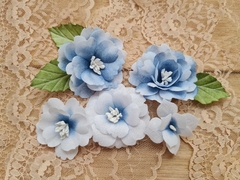 Flores branca / azul
