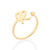 Anel rommanel folheado a ouro ajustável letra em uma ponta e esfera na outra - 513440 - loja online