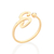Anel rommanel folheado a ouro ajustável letra em uma ponta e esfera na outra - 513440 - comprar online
