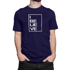 Camiseta Camisa I Believe Masculino Preto - Liga Fashion Oficial ® - A tendência é ser você