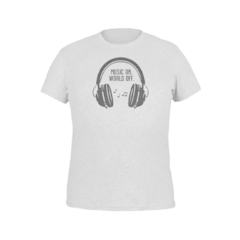 Camiseta Camisa Musica ON Mundo OFF Masculino Preto - loja online