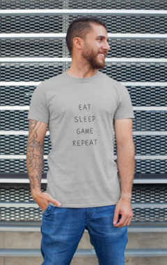 Camiseta Camisa Comer Dormir Jogar e Repetir Gamer Masculina Preto na internet