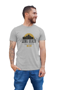 Camiseta Camisa Long Beach California City Masculina Preto na internet