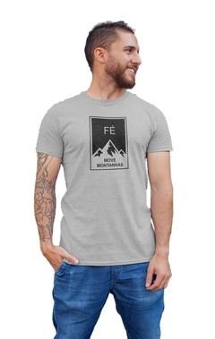 Camiseta Camisa Fé move montanhas Gospel Masculino Preto