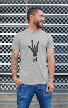 Camiseta Camisa Lets Rock Rockeiro Masculino Preto - comprar online