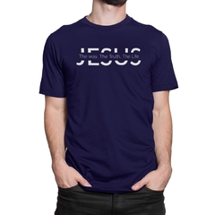 Camiseta Camisa Jesus Único Caminho Gospel Masculino Preto - loja online