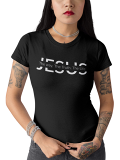 Camiseta Baby Look Jesus Único Caminho Gospel Feminino Preto