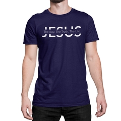 Imagem do Camiseta Camisa Jesus Único Caminho Gospel Masculino Preto