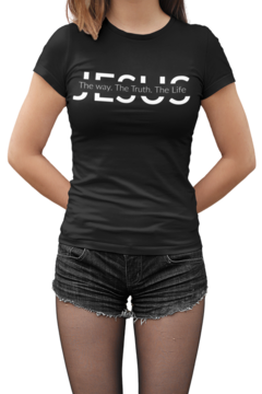 Camiseta Baby Look Jesus Único Caminho Gospel Feminino Preto - comprar online