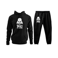 Conjunto Moletom Kit Canguru e Calça Melhor Pai Sempre Dia Dos Pais Masculina Preto