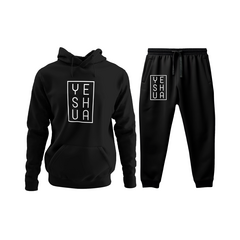 Conjunto Moletom Kit Canguru e Calça Yeshua Gospel Masculina Preto