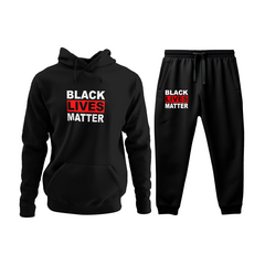 Conjunto Moletom Kit Canguru e Calça Black Lives Matter Vidas Negras Importam Masculina Preto