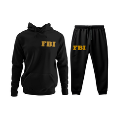 Conjunto Moletom Kit Canguru e Calça FBI Policia EUA Federal Masculina Preto