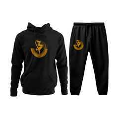 Conjunto Moletom Kit Canguru e Calça Skate Dourado Masculina Preto