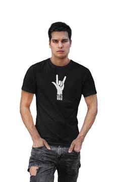 Camiseta Camisa Lets Rock Rockeiro Masculino Preto - comprar online