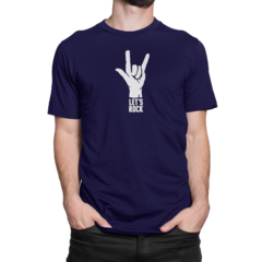 Camiseta Camisa Lets Rock Rockeiro Masculino Preto na internet