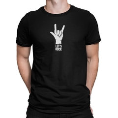 Camiseta Camisa Lets Rock Rockeiro Masculino Preto