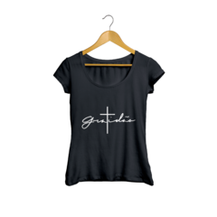 Camiseta Baby Look Gratidão Gospel feminino preto - comprar online