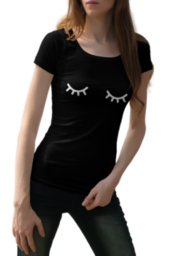 Camiseta Baby Look Personalizadas Olhos Cílios-Feminino Preto - comprar online