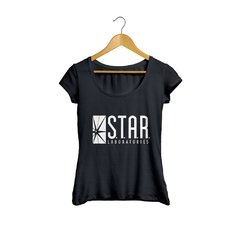 Camiseta Baby Look Star Labs the Flash Feminino preto na internet