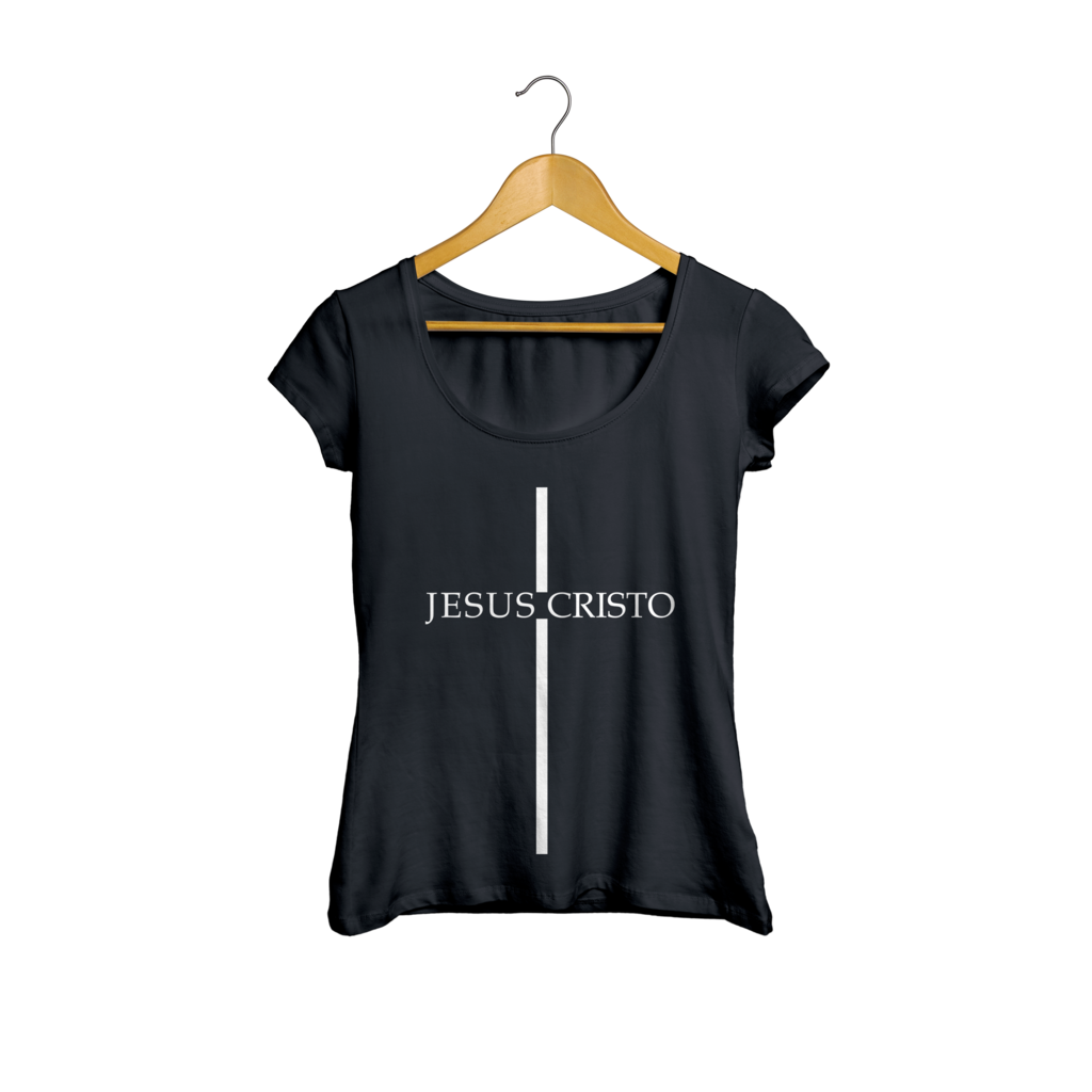 Camiseta Baby Look Jesus Cristo T Gospel Evangélico feminino preto