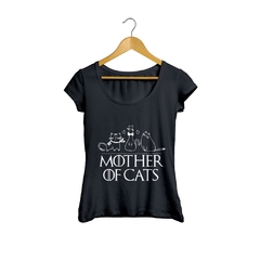 Camiseta Baby Look Mãe de gatos Mother Cats Preto Feminino - comprar online