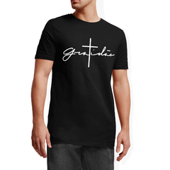 Camiseta Camisa Gratidão Gospel masculino preto na internet