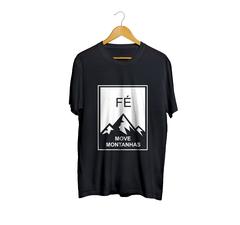 Camiseta Camisa Fé move montanhas Gospel Masculino Preto - comprar online