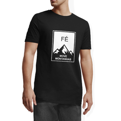 Camiseta Camisa Fé move montanhas Gospel Masculino Preto na internet