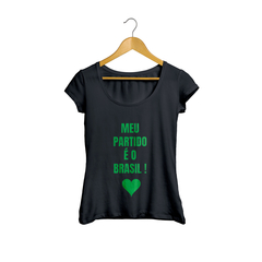 Camiseta Baby Look Meu partido é o Brasil Feminino Preto na internet