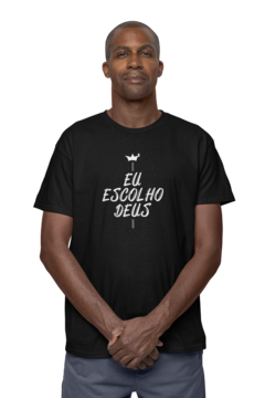 Camiseta Camisa Eu Escolho Deus Gospel masculino preto
