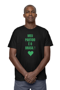 Camiseta Camisa Meu partido é o Brasil Masculino Preto