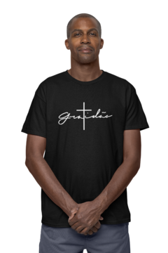 Camiseta Camisa Gratidão Gospel masculino preto