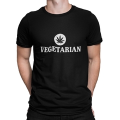 Camiseta Camisa Vegetarian Vegetariano Masculino Preto