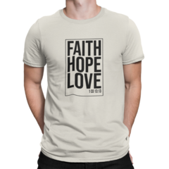 Camiseta Camisa Faith Hope Love Gospel Dourado Masculino Preto - comprar online