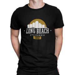 Camiseta Camisa Long Beach California City Masculina Preto na internet